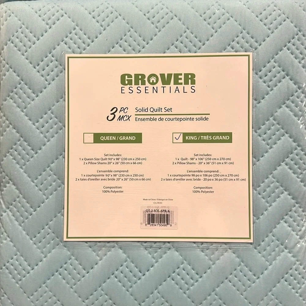 3PC Quilt Bedspread Set Oversized King Limpet Shell